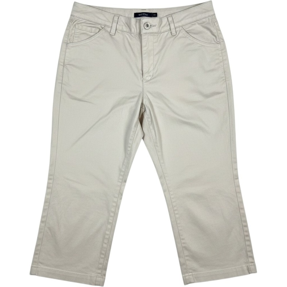 Lee Capri Pants Womens 14 Beige Just Below The Waist Khaki Cropped Chino Stretch